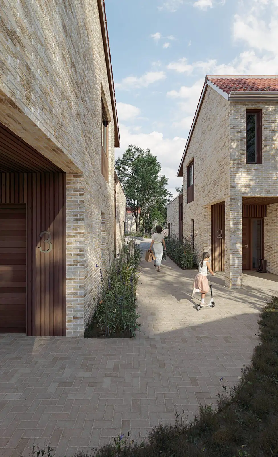 Courtyard houses in brick and timber