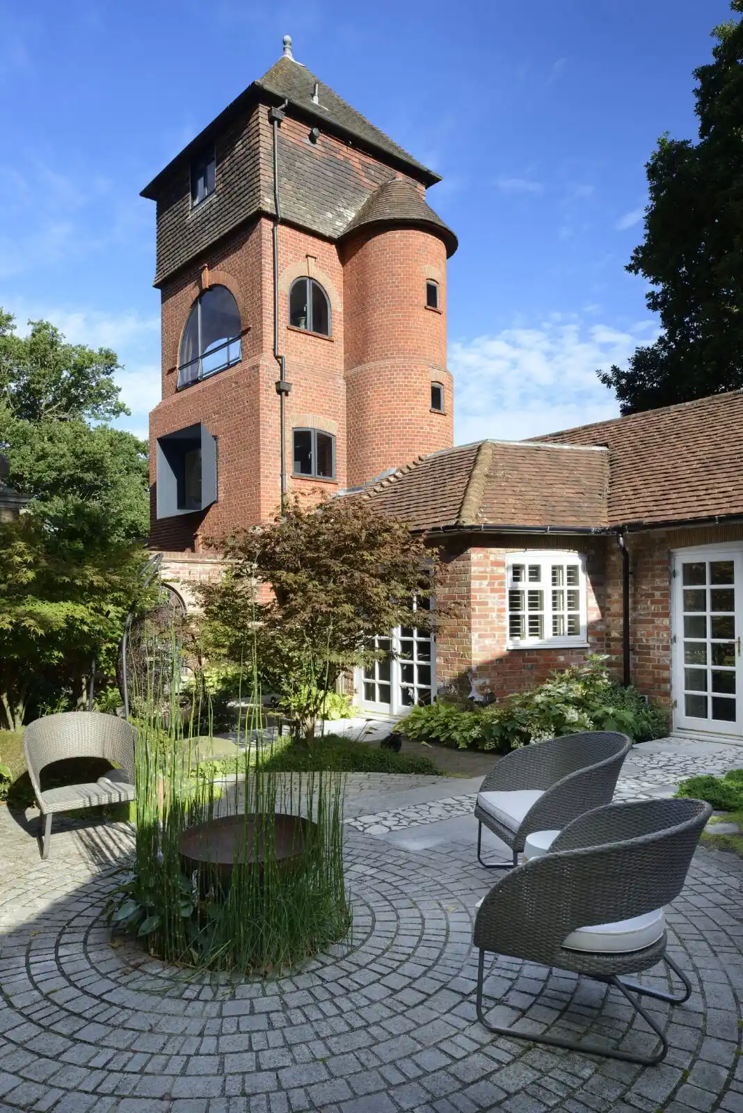 External view of the Water Tower and new picture window from the courtyard