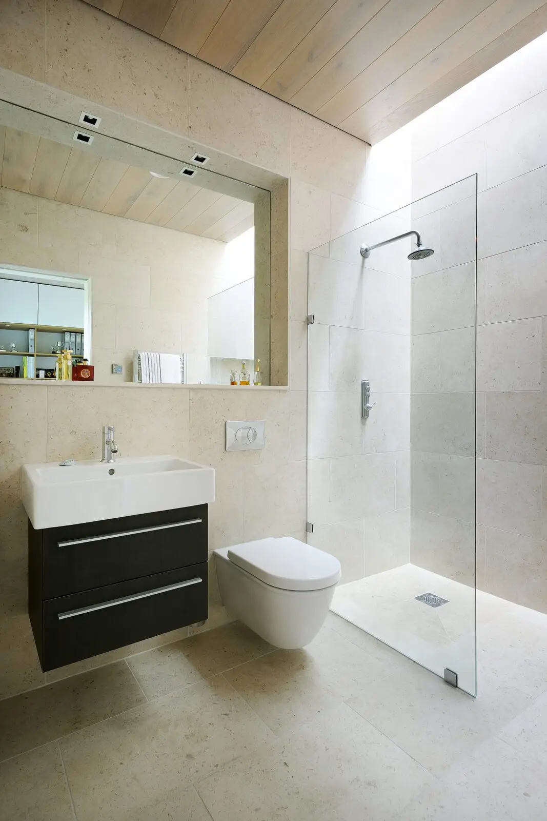 Top lit shower for a serene space