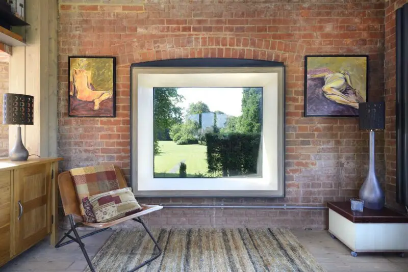 Internal view of the framing picture window connecting inside and out