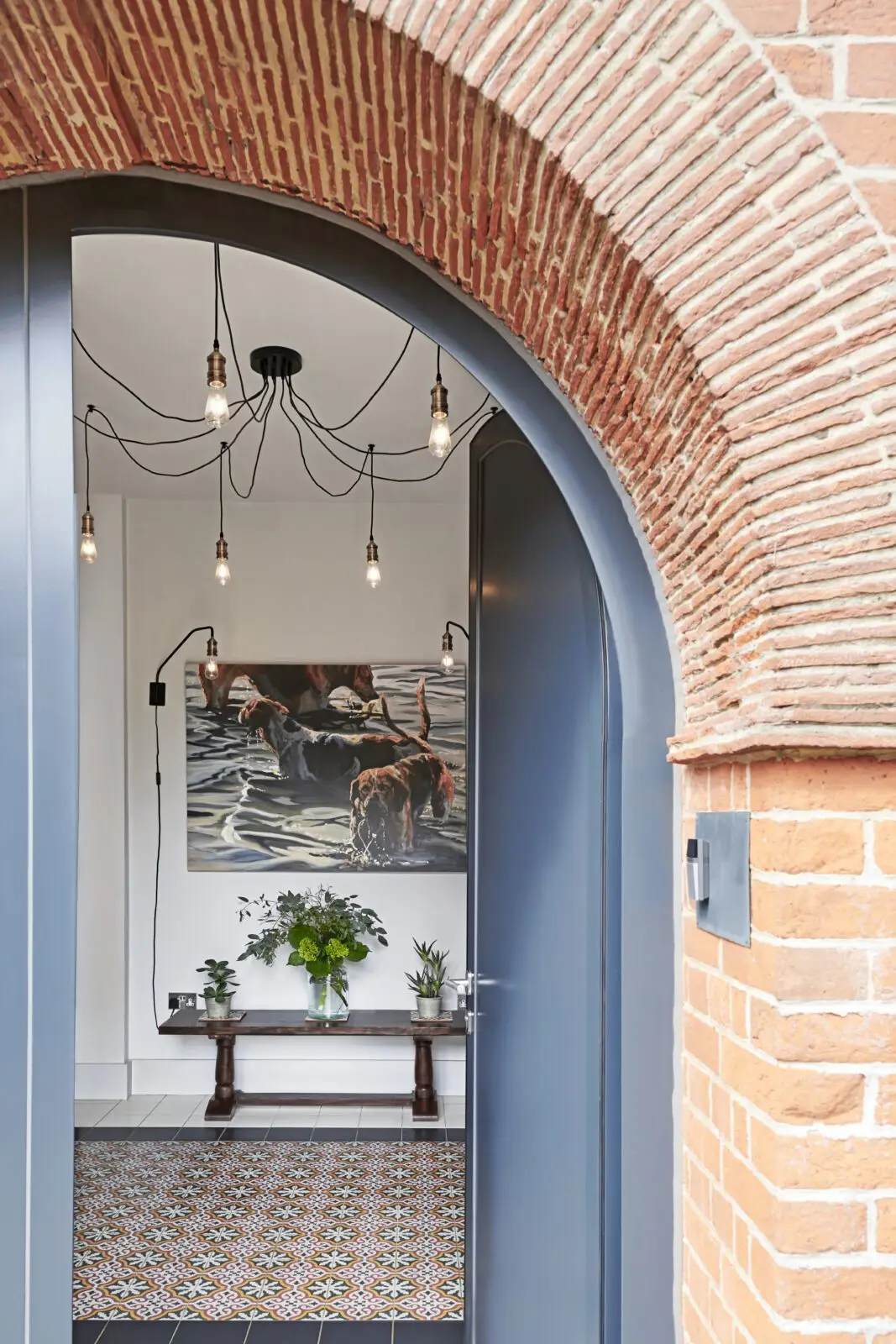 New metal door and view into entrance space