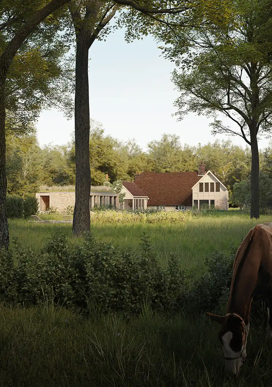 View from the ancient woodland of Tudor Cottage in its wider landscape
