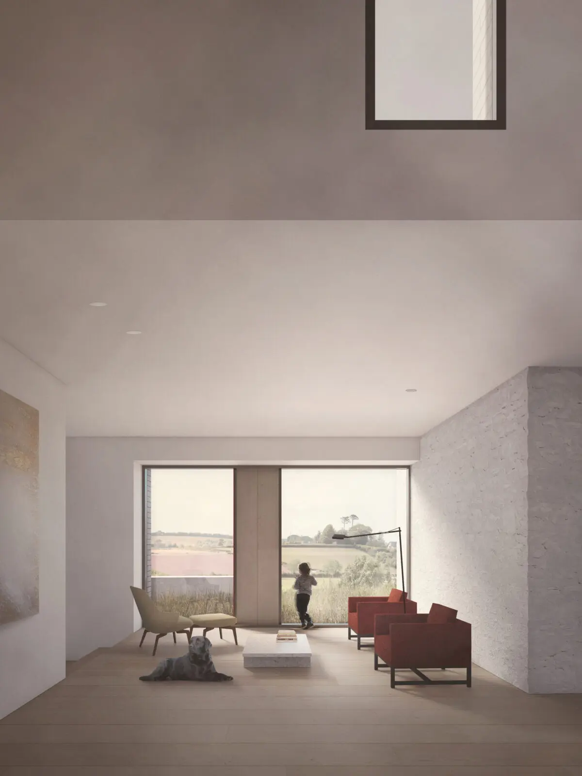 Natural interior for farm retreat